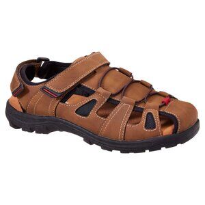 Falls Creek Mens 11 Brown Leather Fisherman Sandals Adjustable Straps Y2K Falls creek sandals - Gem main image 4